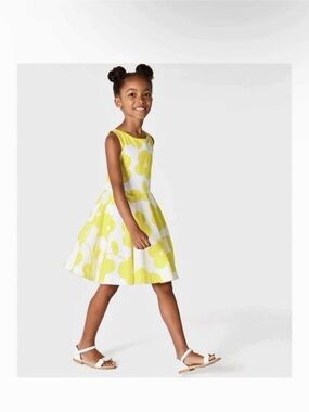 Jacadi Paris Flower Print Ceremony Yellow White Sun Dress
